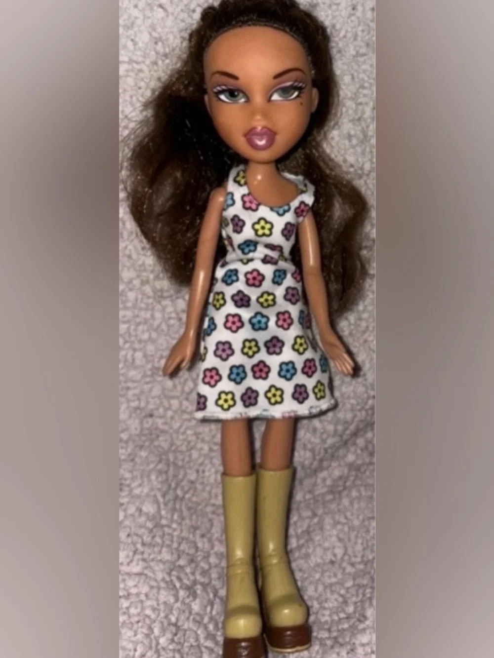 bratz Girls White Floral Dress with Multicolor Flowers